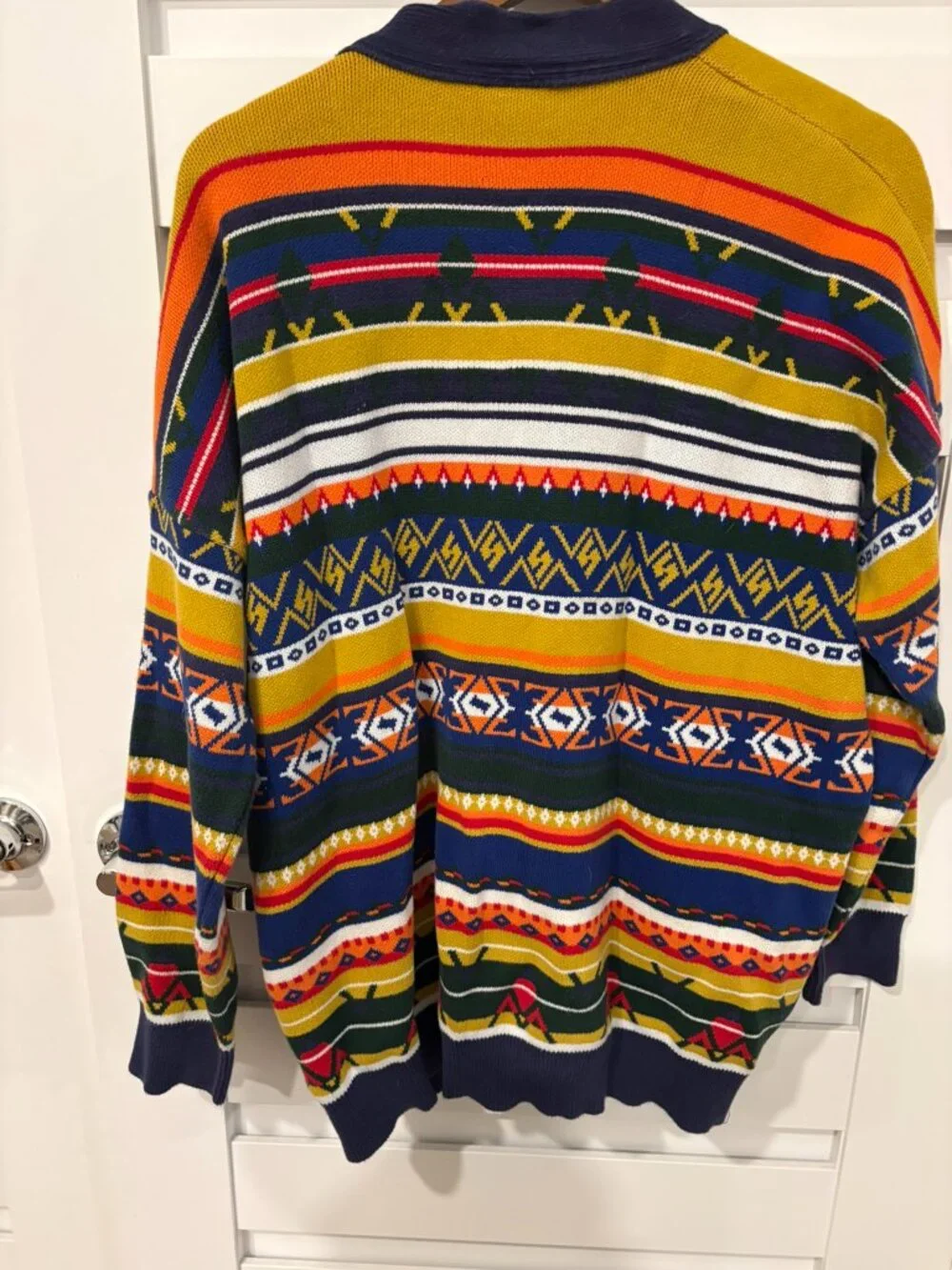 Minga London Geometric Jacquard Cotton Cardigan Multicolor Oversized M